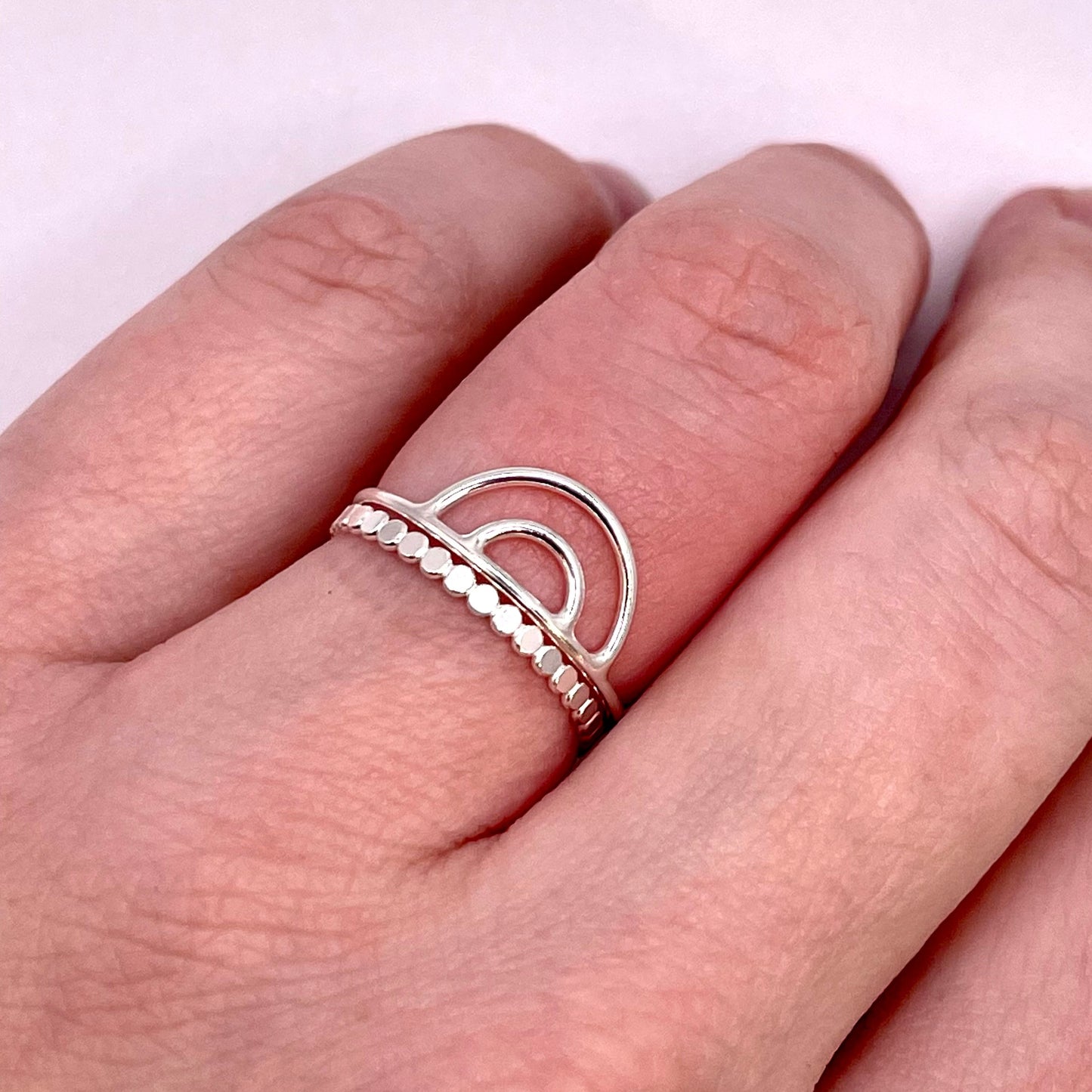 Rainbow Double Arch Stacking Ring .925 Sterling Silver