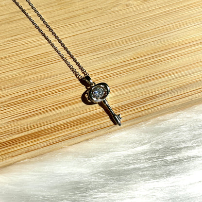 Dancing Diamond 'Key to My Heart' Sterling Silver Moissanite Pendant