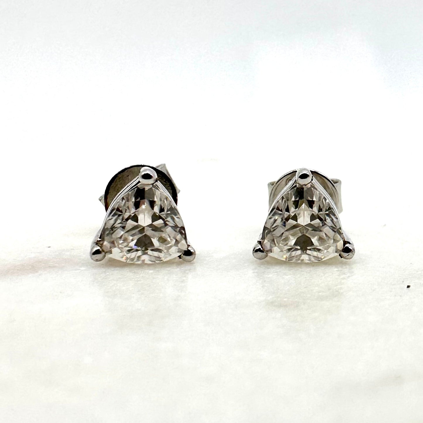 Trillion Cut Stud Earrings |  1 ct. (2x.5ct) Moissanite & Sterling Silver