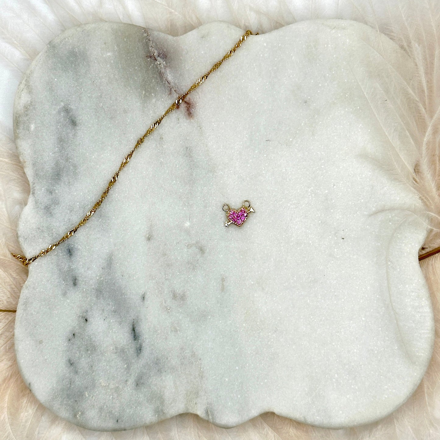 14k Gold & Gemstone Heart & Arrow Pendant